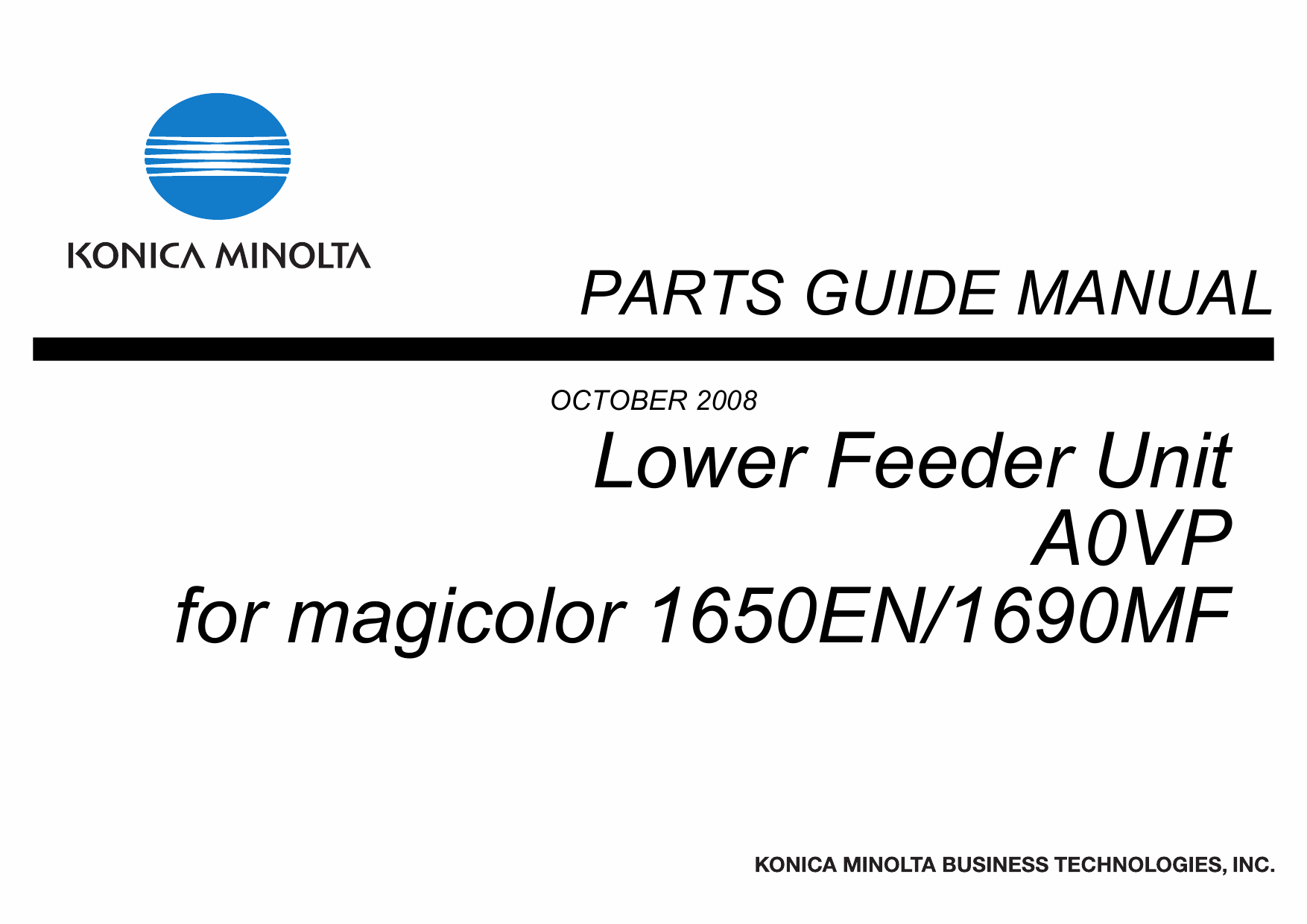 Konica-Minolta magicolor 1650EN 1690MF Lower-Feed Unit A0VP Parts Manual-1